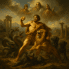 Hércules realizando seus doze trabalhos na mitologia grega.